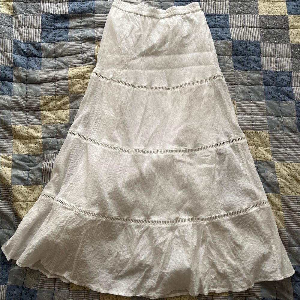 Old Navy White Tiered Maxi Skirt